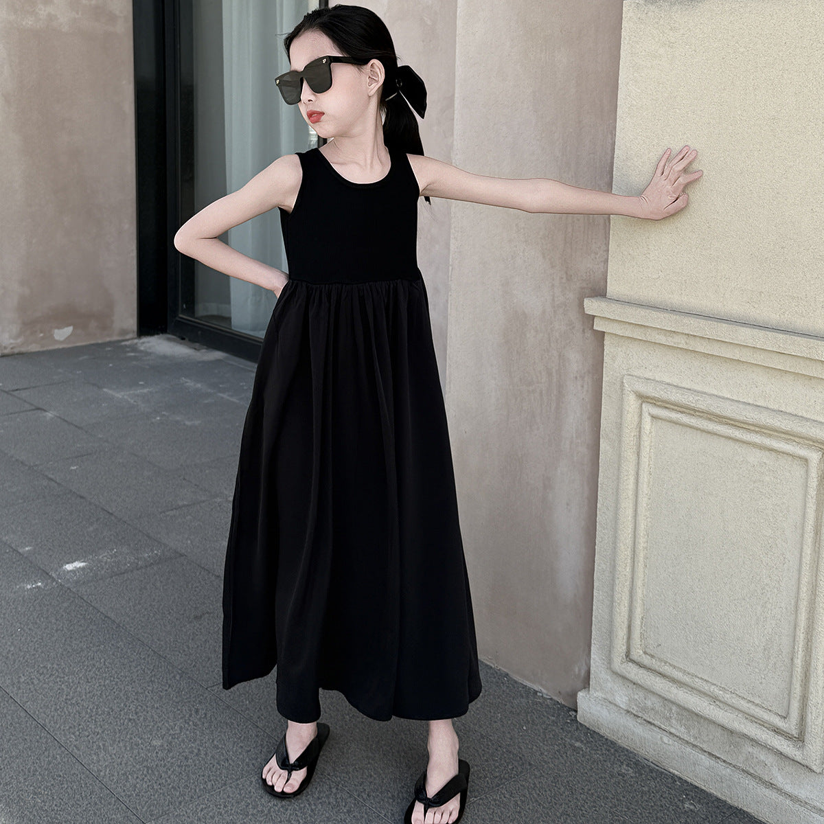 Children's Casual Knitted For Older Western Style Fashion Sleeveless Children's Dress