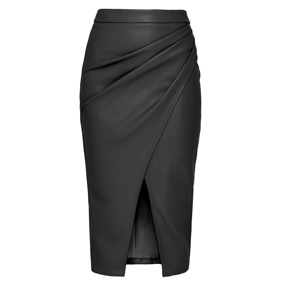 Women's High Waist Zipper Heap Pleated Leather Skirts