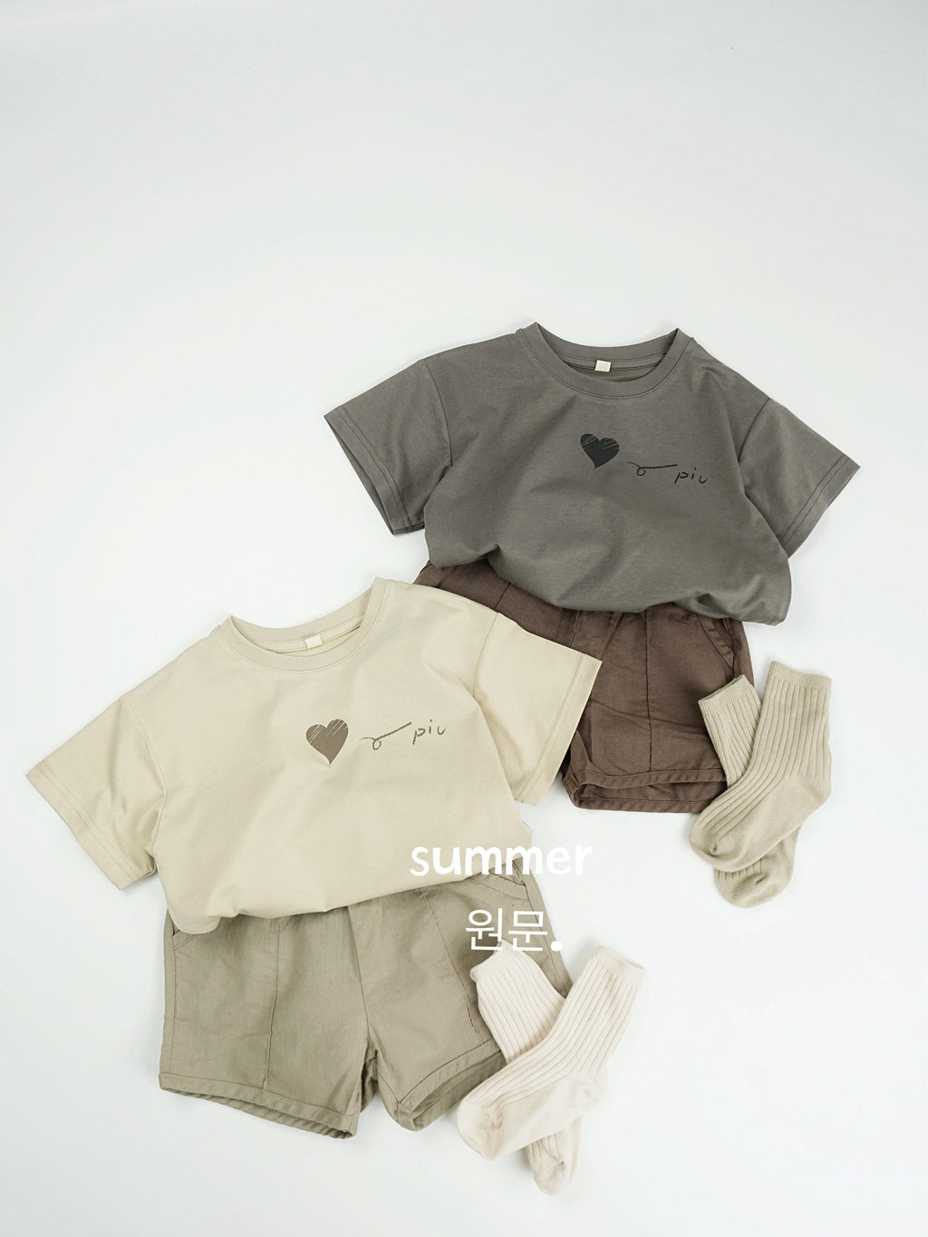 Children's Half Sleeve Korean Style Summer Love Shirt Thin Children's T-shirt