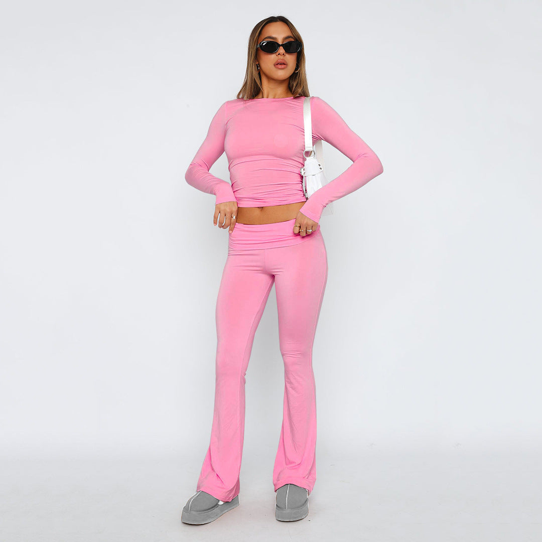 Fashion Pure Color Comfort Slim Slimming Low Waist Casual Pants