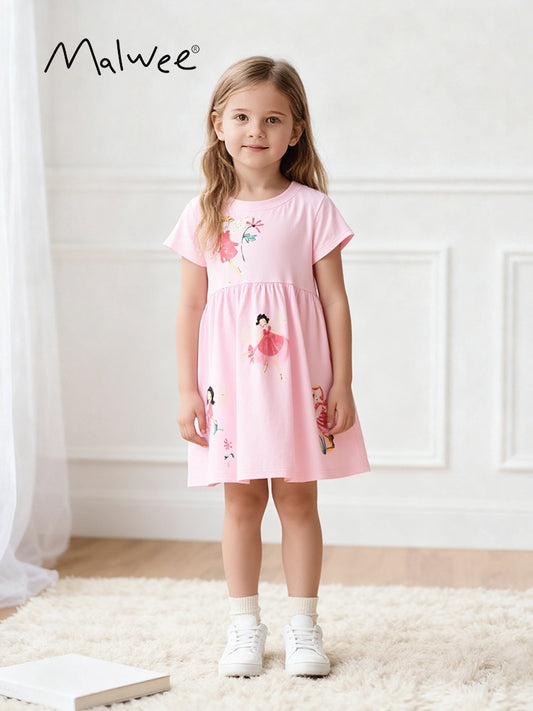 Children's Summer Round Neck Short Sleeve Trendy Children's Dress