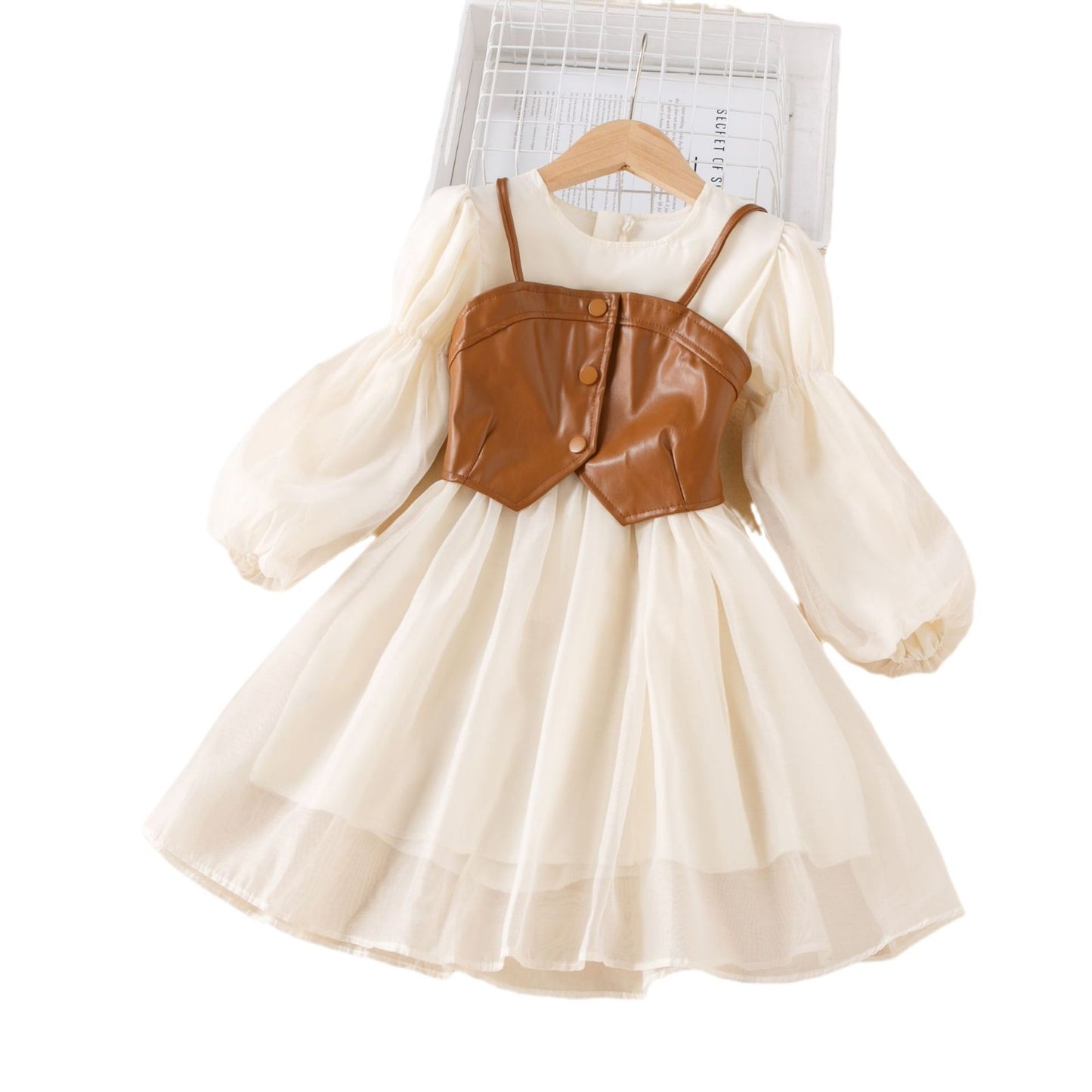 Clothing Autumn Western Style Two-piece Set Twilight Yarn Long Sleeve Children's Dress