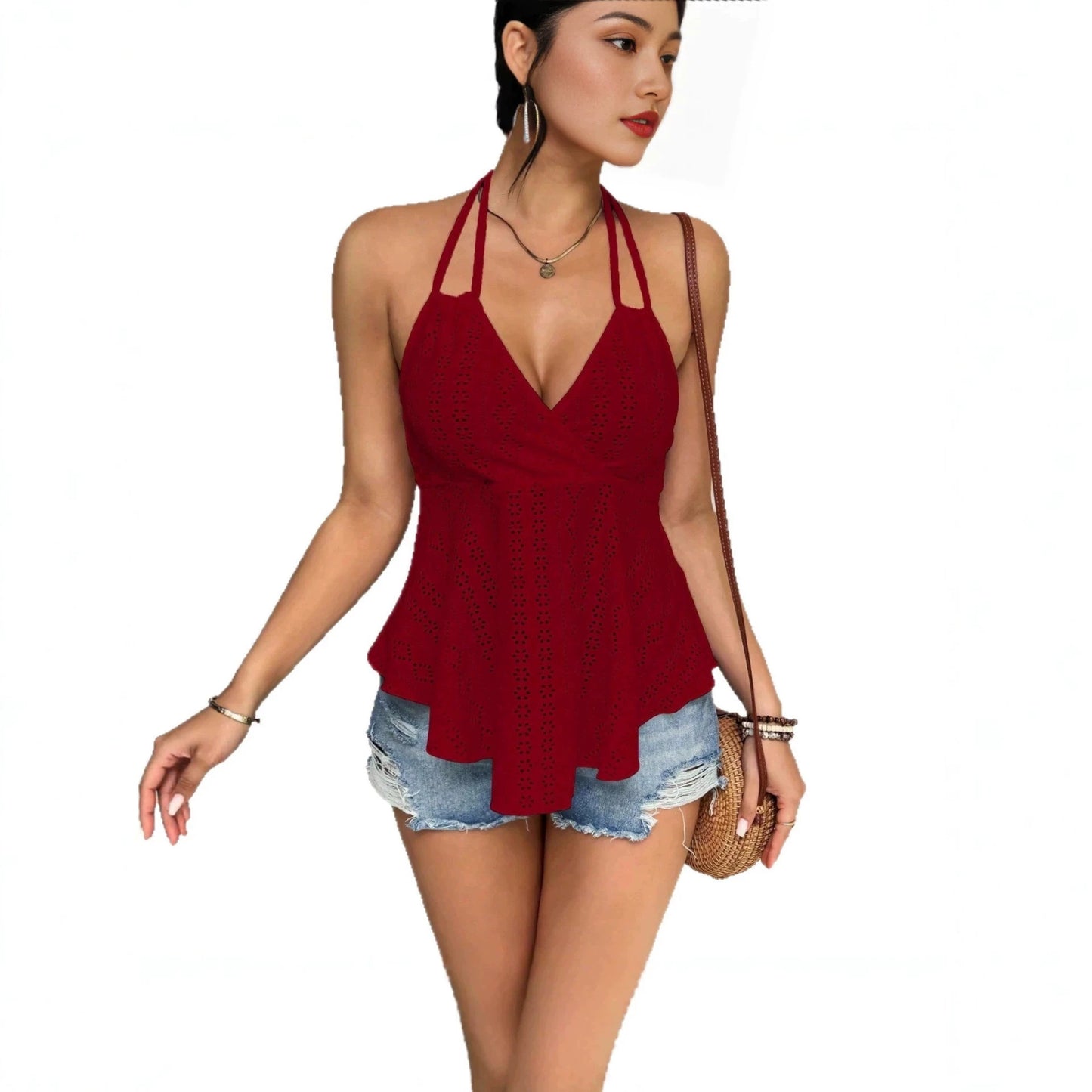 Women's Halter Spaghetti Straps Dignified Hollow Strap Small Vest/suspenders/tube Top