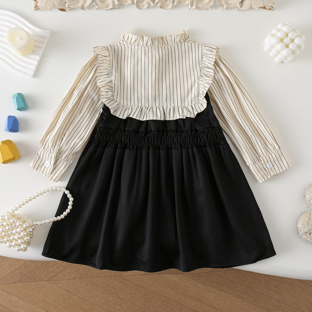 Children's Stitching Autumn Sweet Long Sleeve Skirt Shirt Little Children's Dress