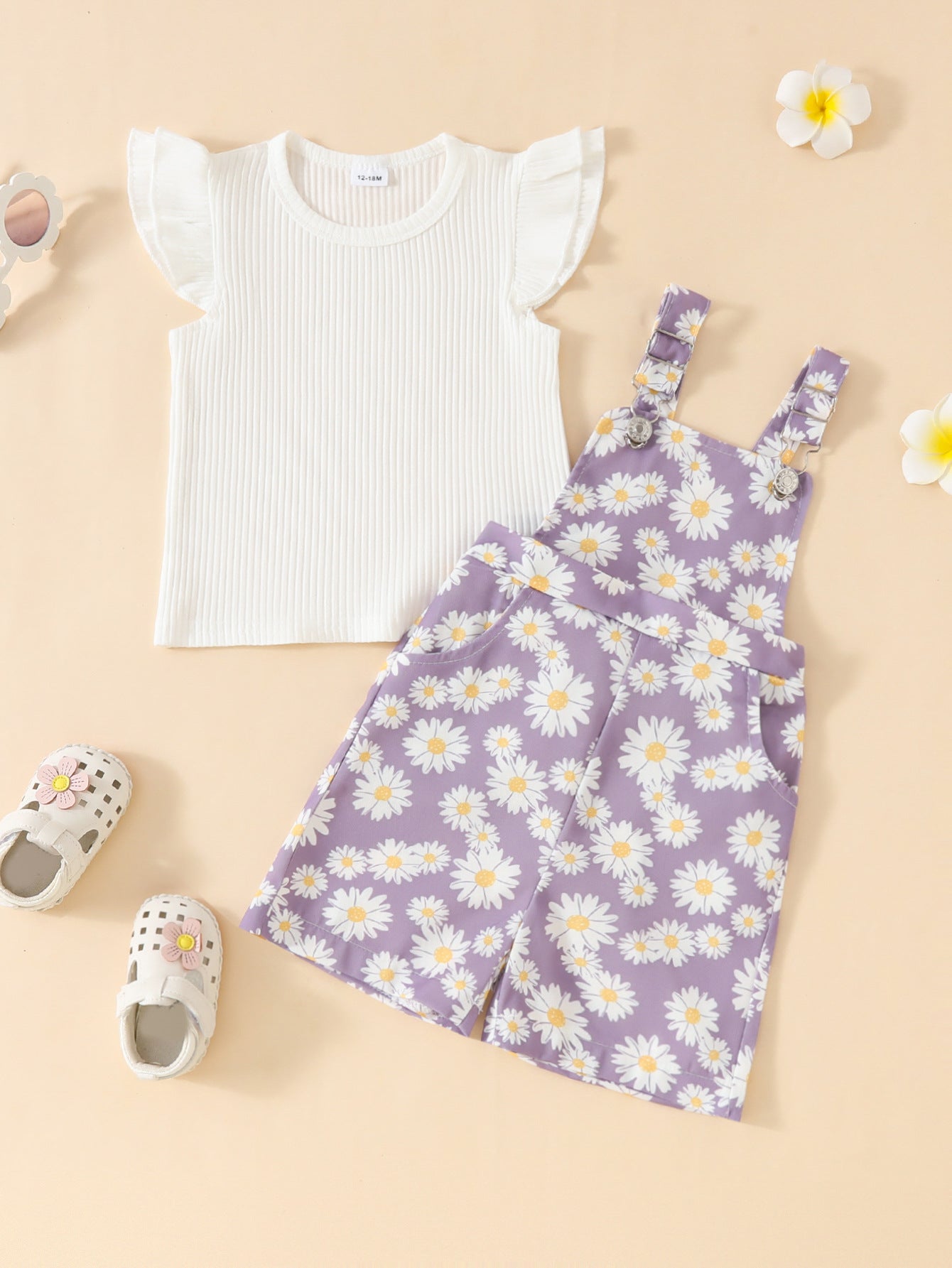 Cute Sunken Stripe White Flying Sleeves Children's Suit