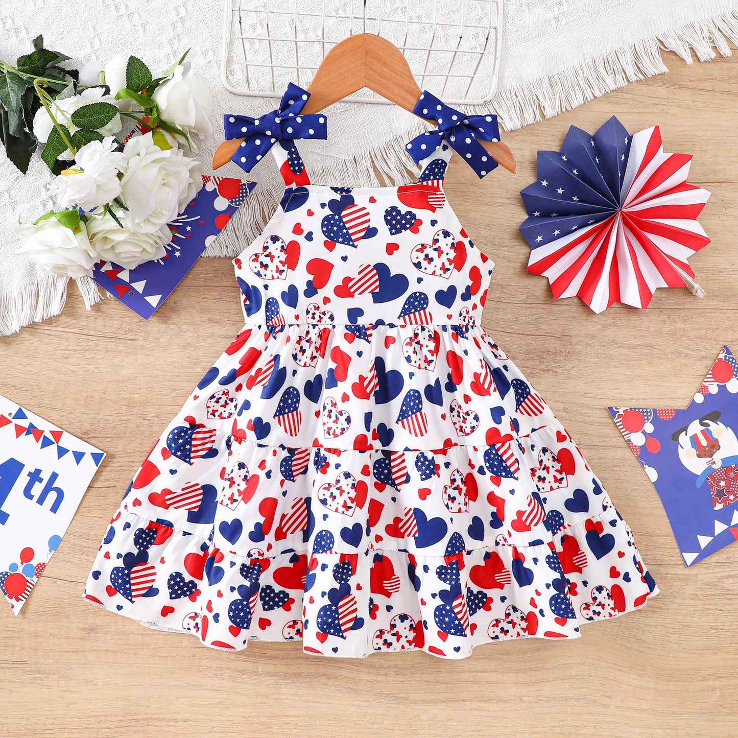 Day Love Stars Stripes Full Printed Children's Dress