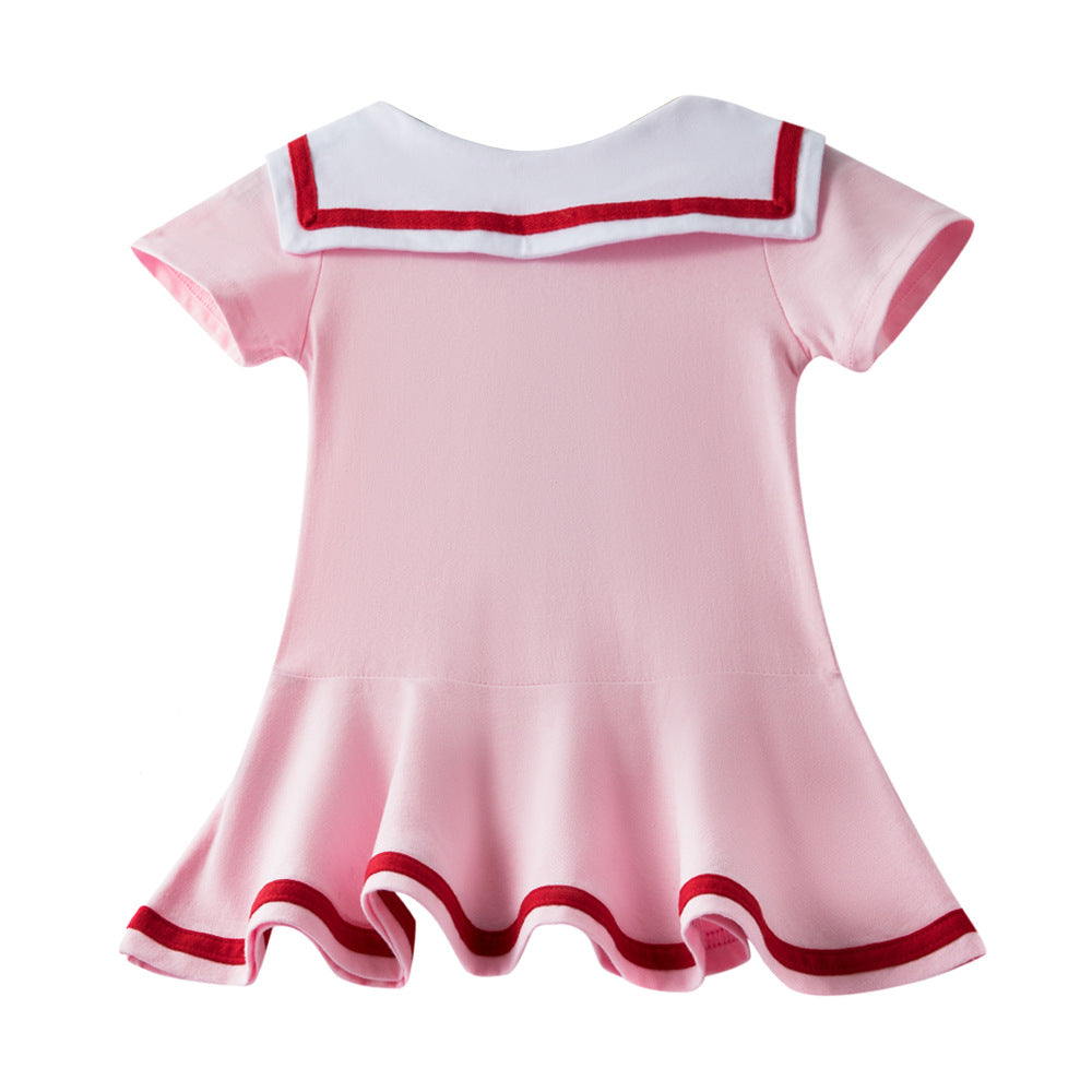 Color Pure Cotton A- Line Skirt Short Children's Dress