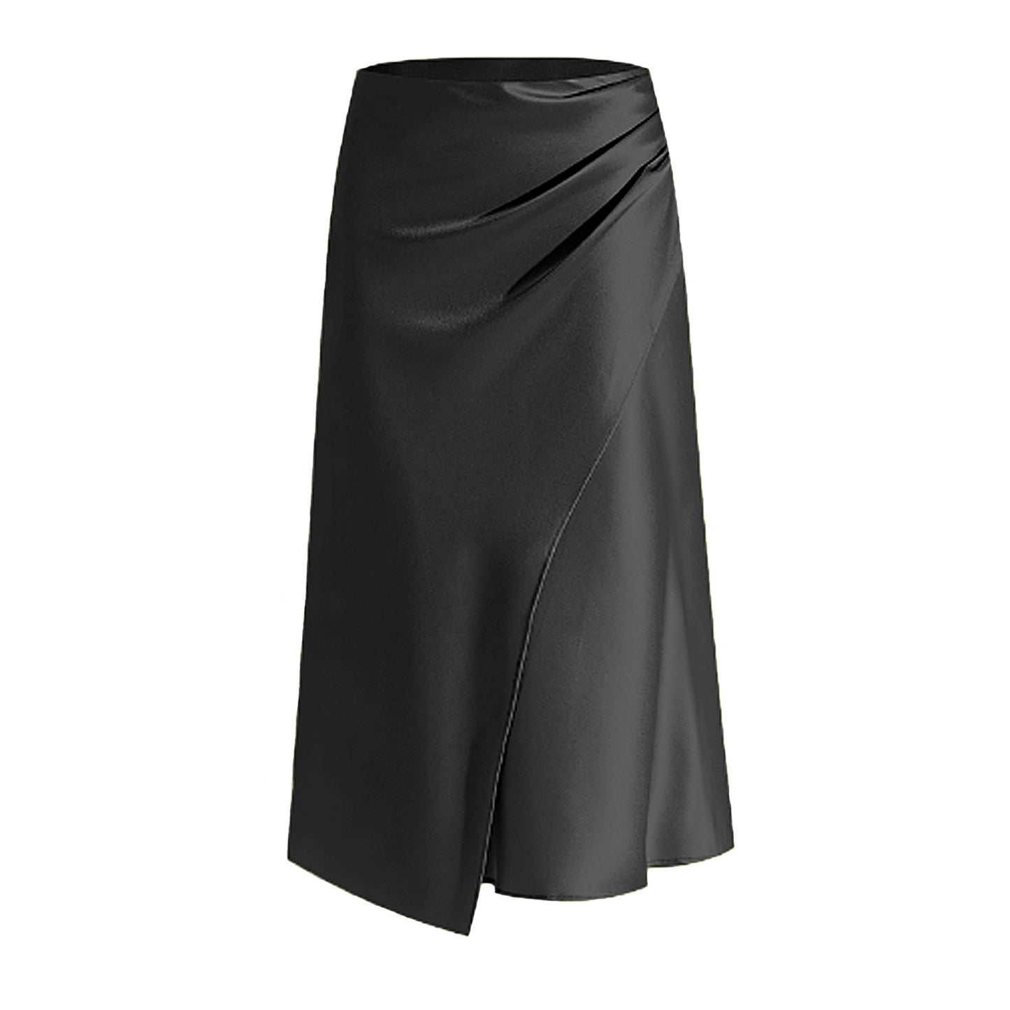 Women's Satin Heap Pleated Split Dress Solid Skirts