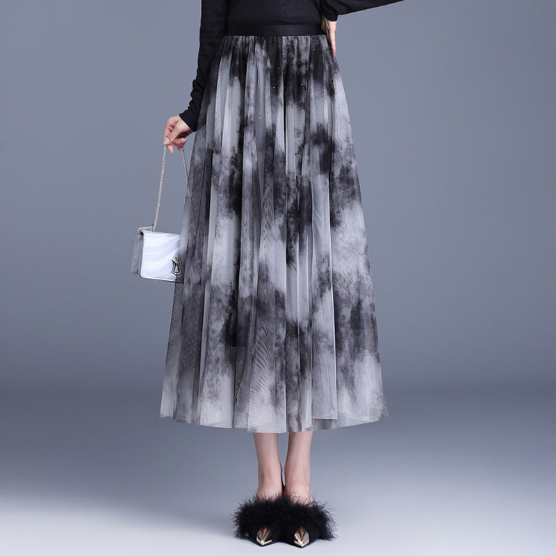Women's Big Hem Dress Autumn Slimming High Waist Skirt