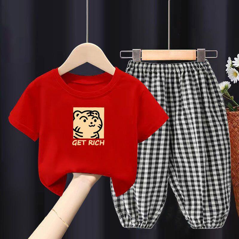 Children's Clothes Two-piece Casual Short-sleeved T-shirt Trousers Children's Suit