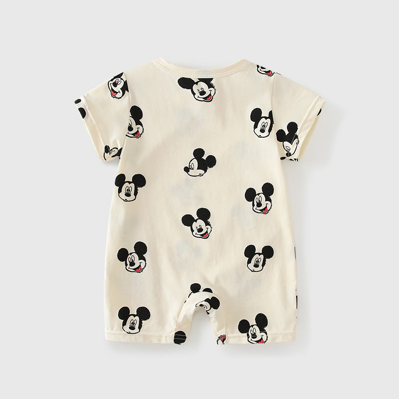 Jumpsuit Summer Boy Short Sleeve Full Printed Cartoon Pattern Breathable Jumpsuit, Climbing Suit