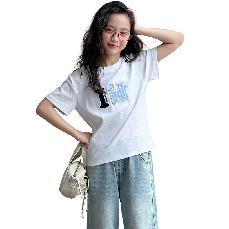 Children's Summer Clothing Older Korean Style Fashionable Top Children's T-shirt