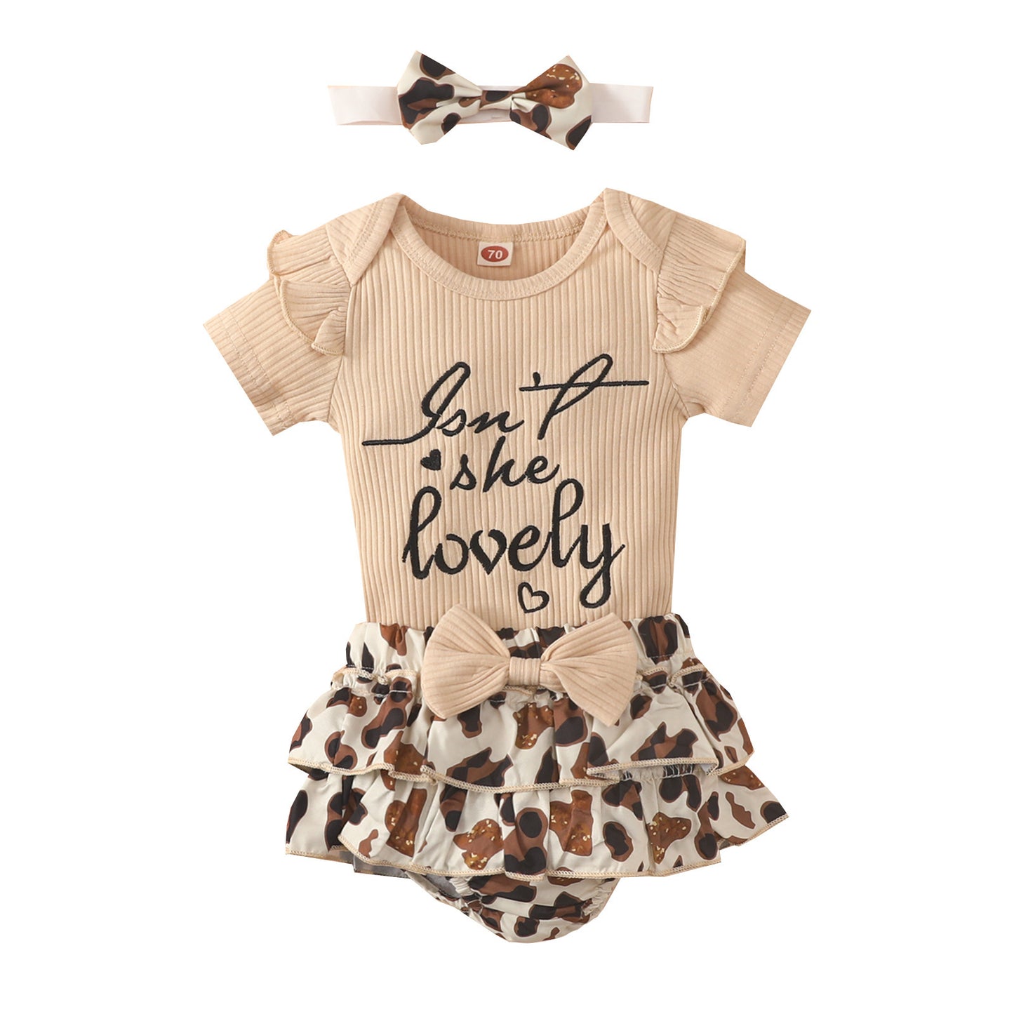 Kazakhstan Triangle Pants Headscarf Three-piece Set Bow Children's Suit