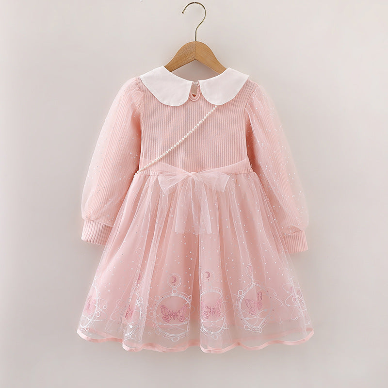 Children's Princess Elsa Dresses Long Sleeve Korean Style Skirt Children's Dress
