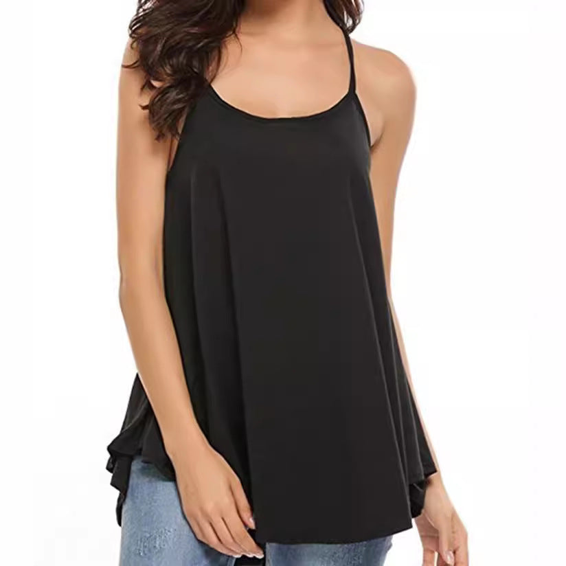 Trendy Women's Solid Color Suspender Dress Plus Size