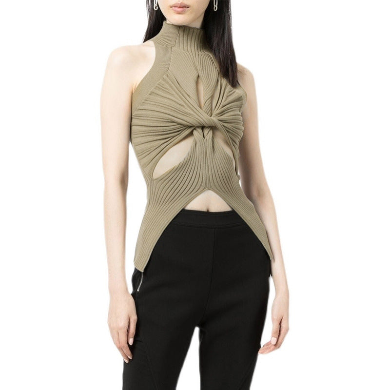 Women's Summer Turtleneck Sleeveless Irregular With Personality Small Vest/suspenders/tube Top
