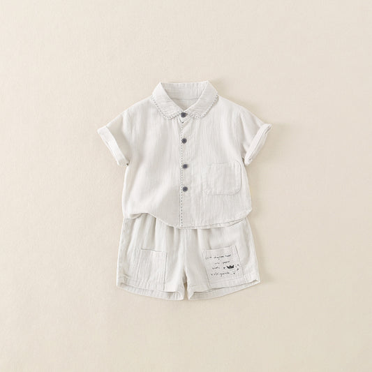 Children's Woven Summer Clothes Two-piece Korean Style Children's Suit