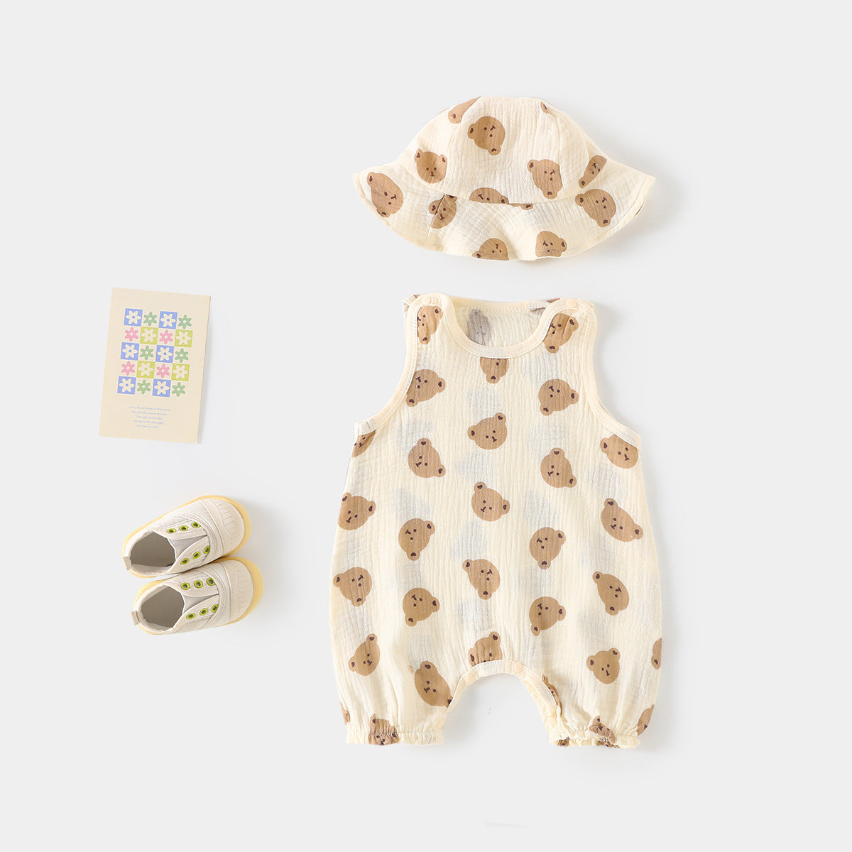 Thin Pure Cotton Born Gauze Clothes Sleeveless Vest Garments Jumpsuit, Climbing Suit