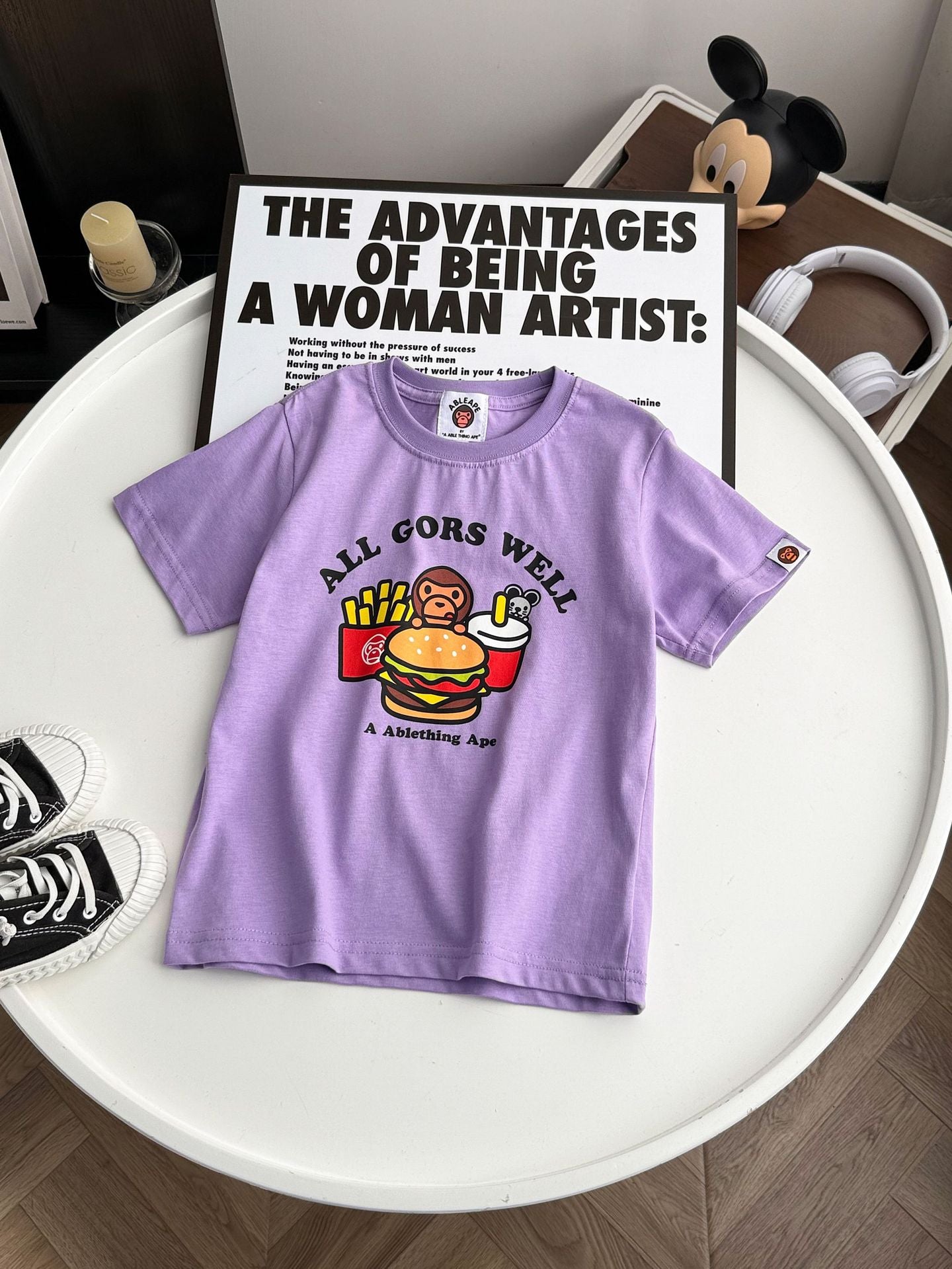 Children's Summer Solid Color Cartoon Printing Sports Casual Fashion Fashionable Children's T-shirt