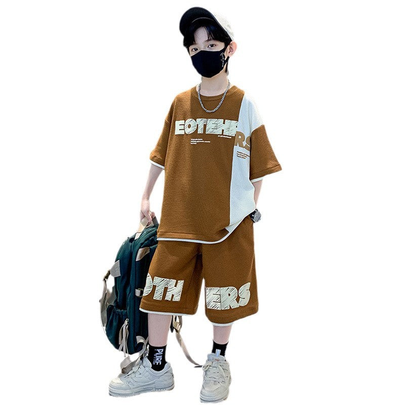 Children's Short Sleeve Western Style Medium Large Boys Waffle Children's Suit