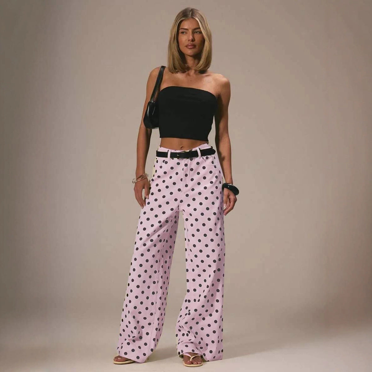 Women's Polka-dot Loose-fitting Casual Denim Trousers Polka Women's Jeans
