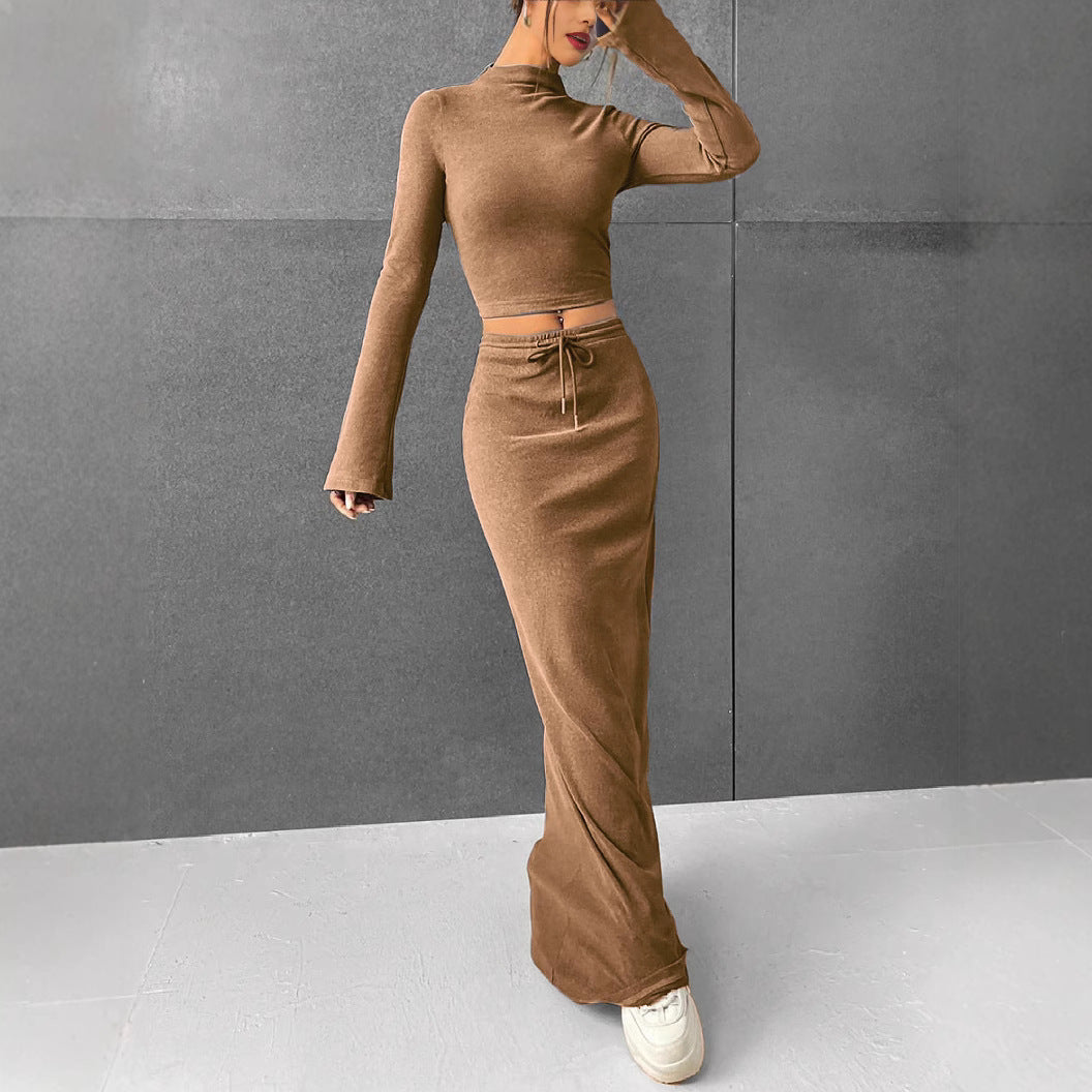 Elegant Women's Solid Color Long-sleeved Two-piece Fashion Casual Suit
