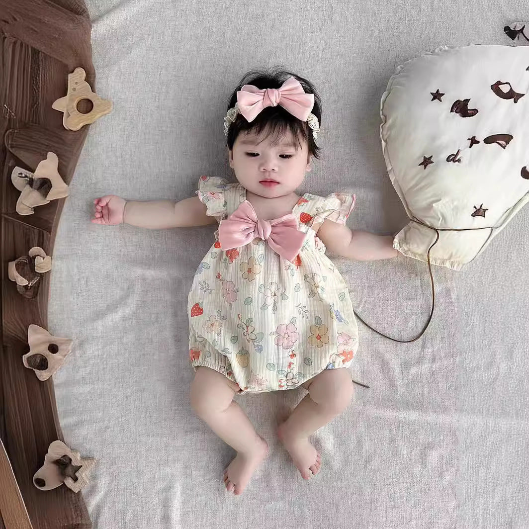 Summer Jumpsuit Cute Bow Born Triangle Rompers Thin Jumpsuit, Climbing Suit