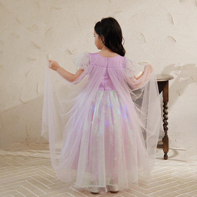 Children's Princess Summer Tulle Tutu Purple Birthday Flower Children's Dress