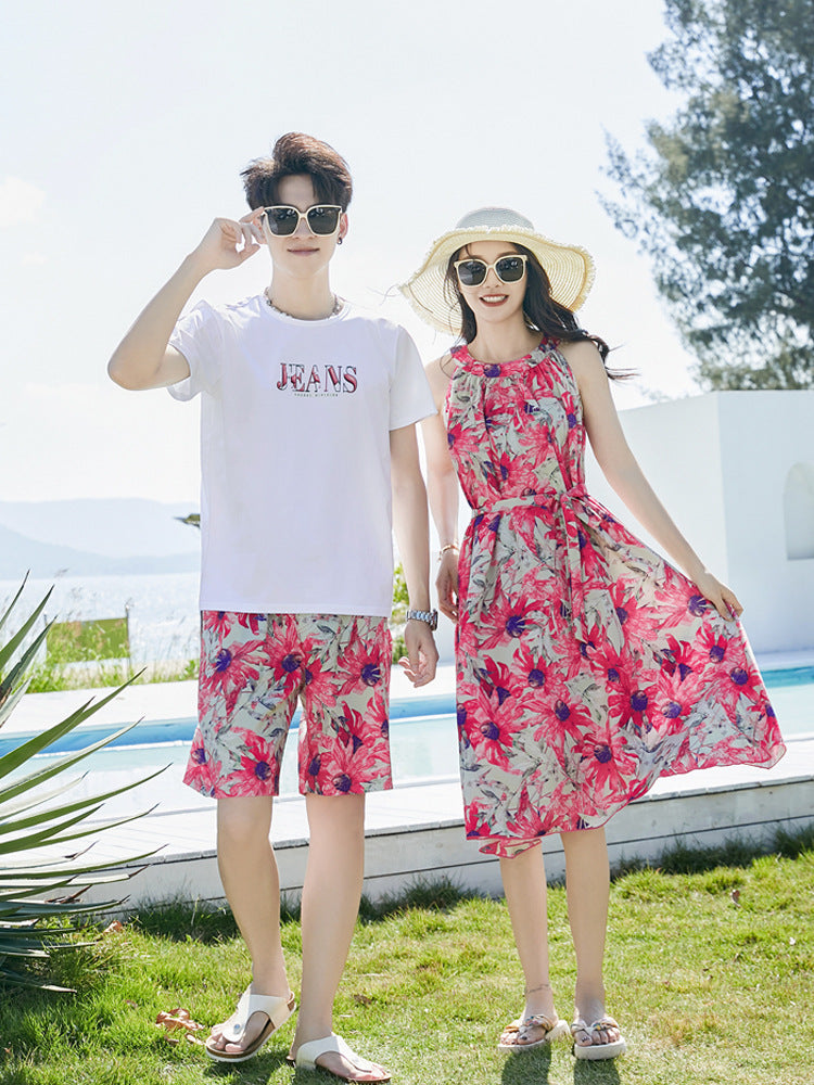 Of Three Or Four Beach Seaside Mother Daughter Mid-length Parent-child Outfit