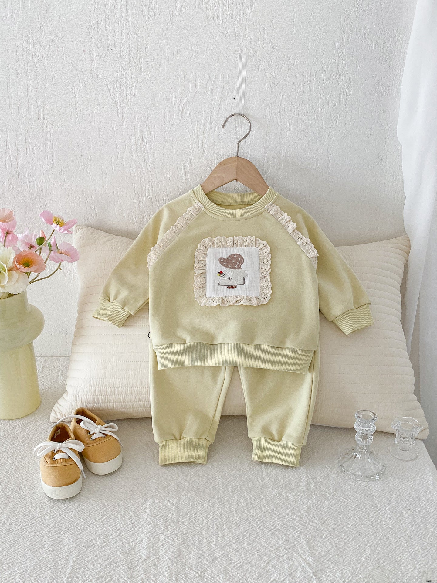 Children's Autumn Clothes Fashion Sweater Pants Lace Children's Suit