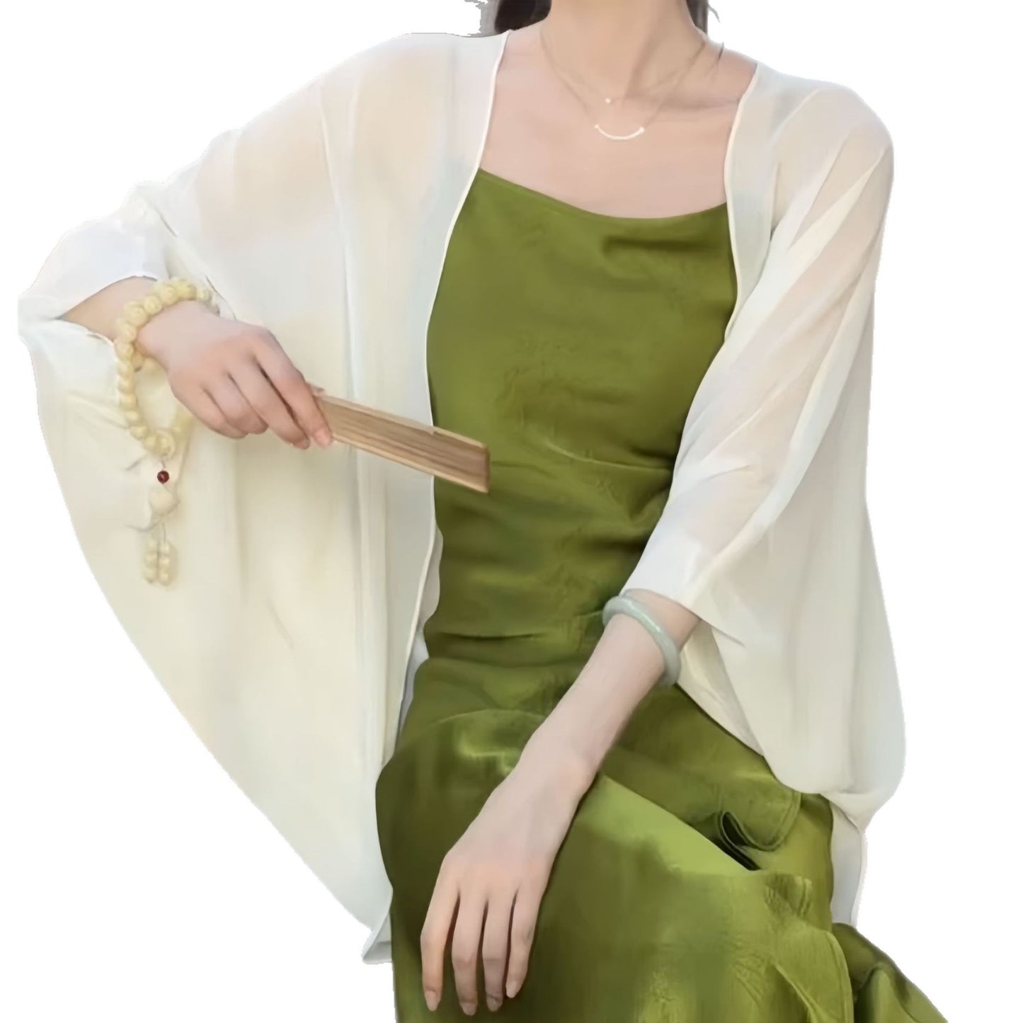 Chinese Style Versatile Flab Hiding Shawl Autumn Thin Type Sunscreen Lace Shirt, Chiffon Shirt