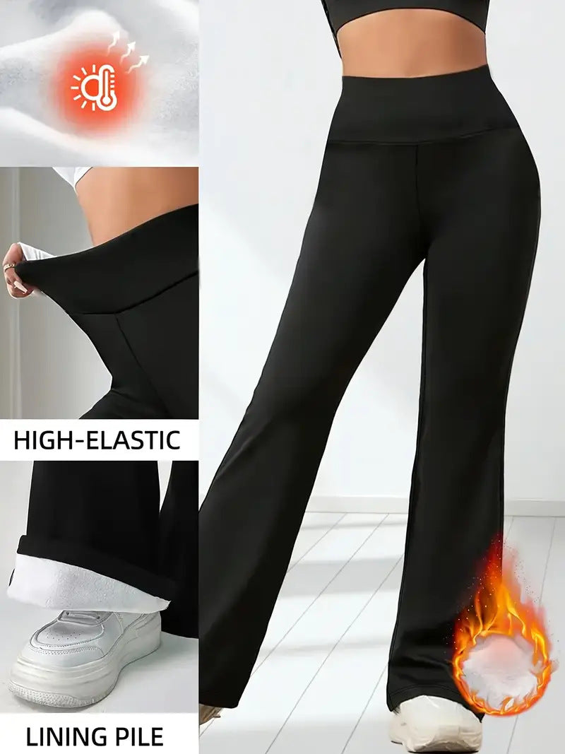 Women's Warm Yoga Outdoor Workout Fitness High Waist Fleece Pants