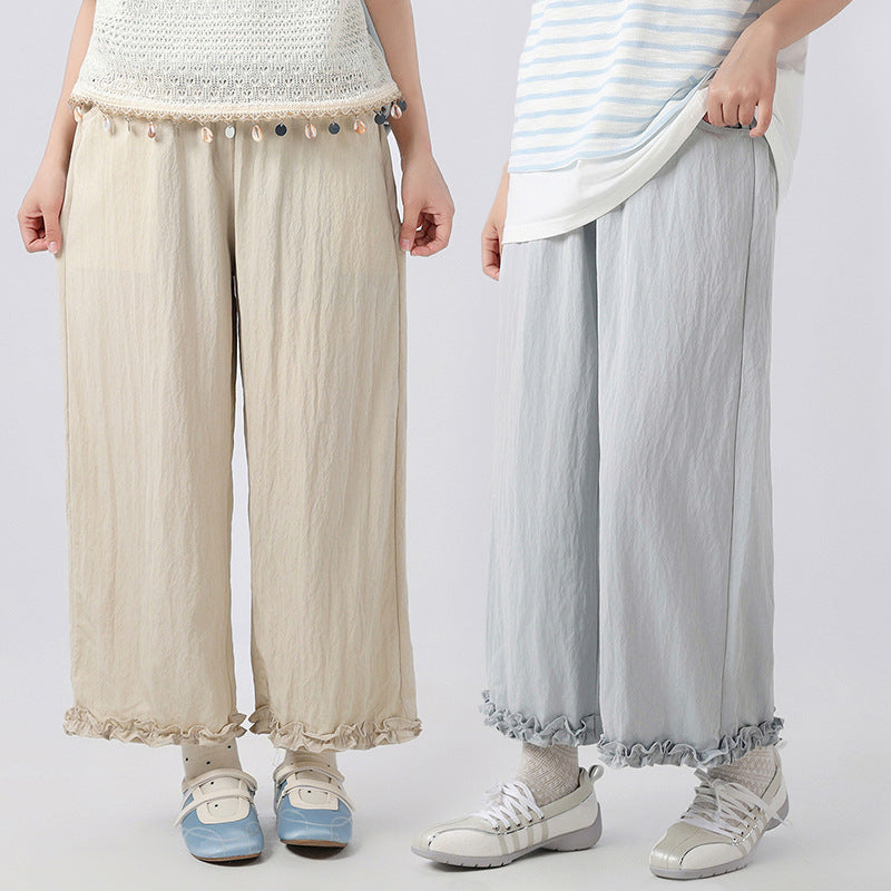 Junior High School Summer Thin Cropped Medium Big Large Size Children's Pants