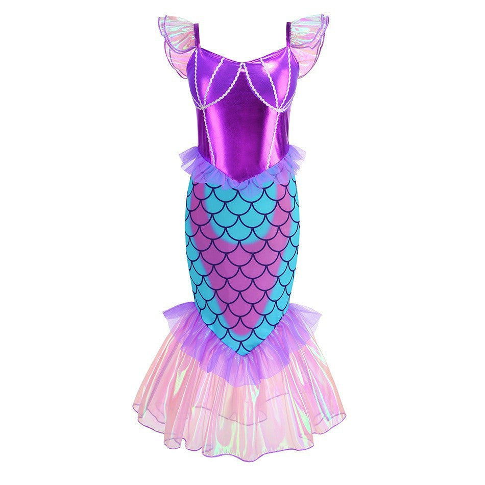 Children's Mermaid Princess Sequined Fishtail Performance With Suspenders Children's Dress