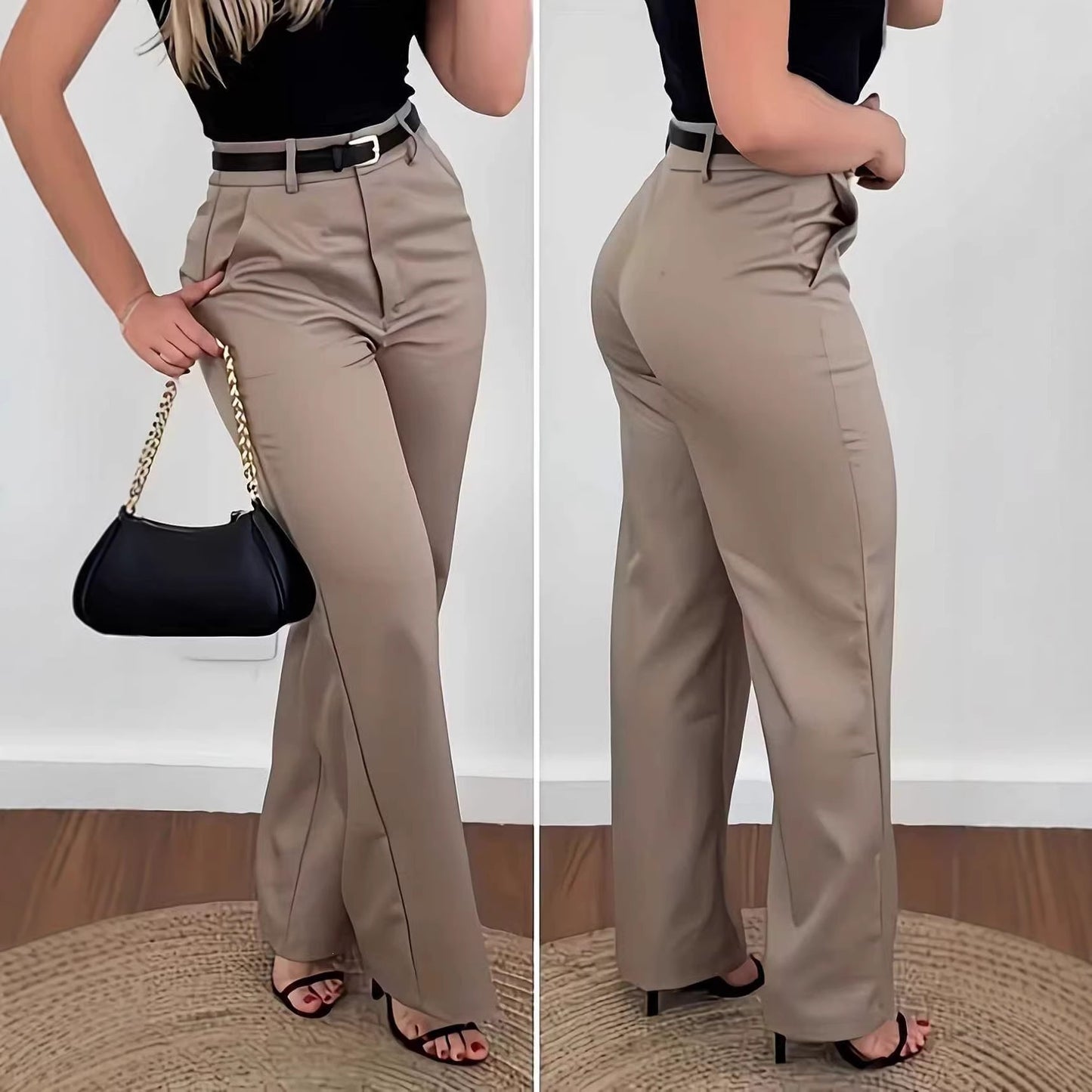 Women's High Waist Commuter Draping Slim Fit Casual Pants