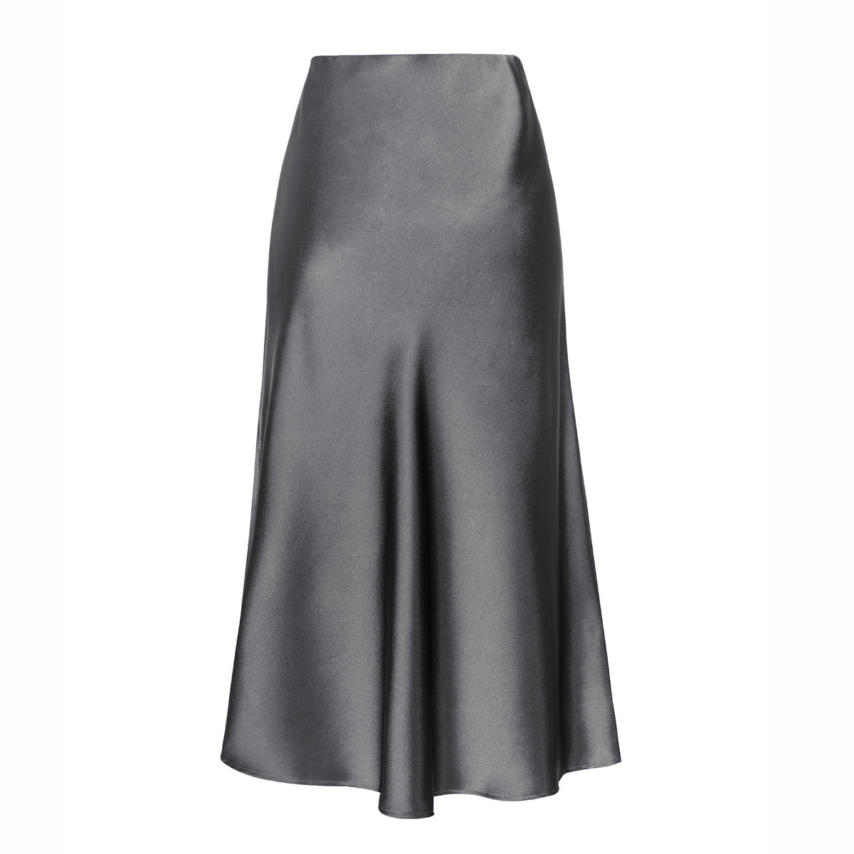 Women's Quality Acetate Satin Elastic Waist Pure Color Skirt