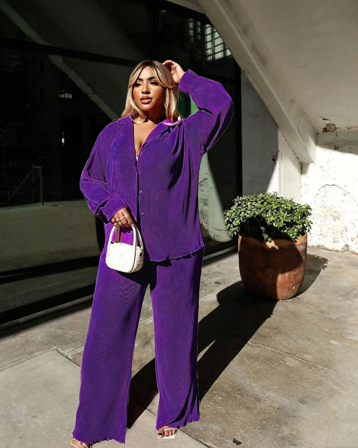 Glamorous Women's Sexy Pleated Loose Multicolor Fashion Casual Suit