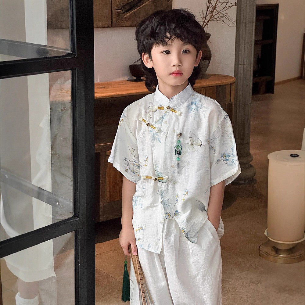 Children's Han Chinese Clothing Summer Short-sleeved Antique Children's Suit