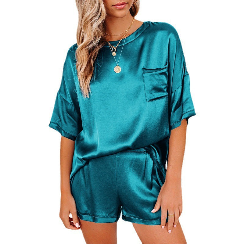 Solid Color Chiffon Pajamas Loose Two-piece Suits