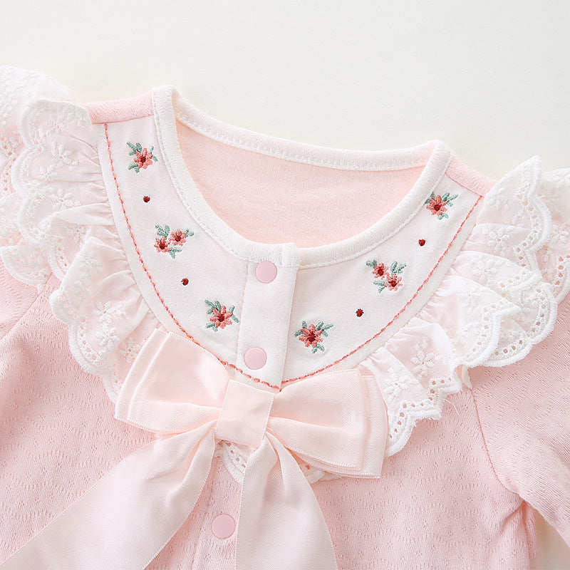Autumn Bow Long Sleeve One-piece Rompers Jumpsuit Jumpsuit, Climbing Suit