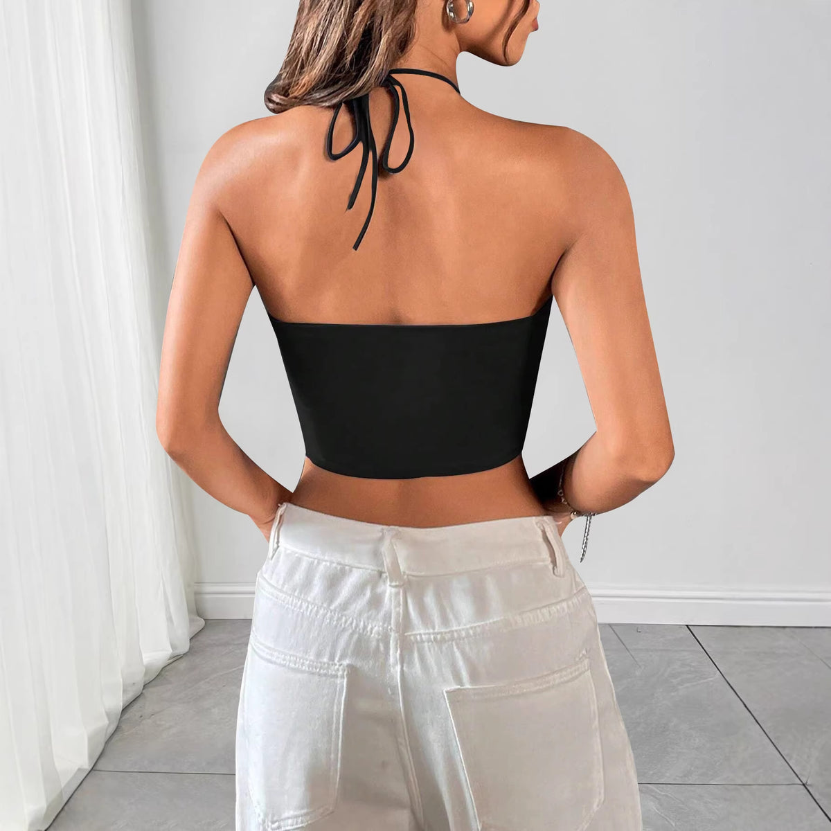 Women's Camisole Summer Sexy Drawstring Slim Fit Outer Small Vest/suspenders/tube Top