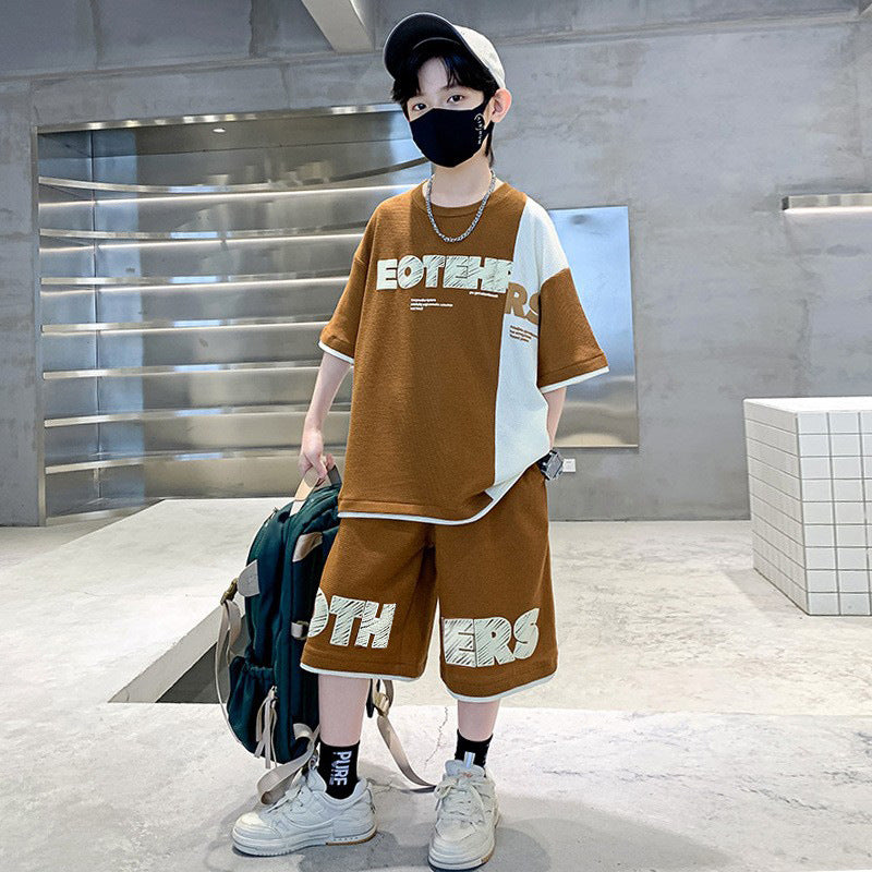 Children's Short Sleeve Western Style Medium Large Boys Waffle Children's Suit
