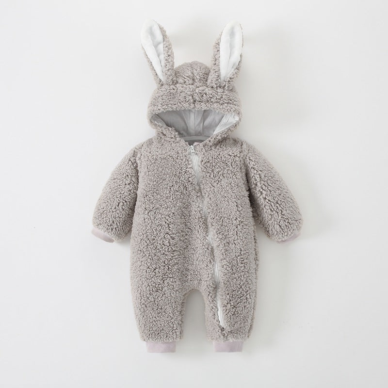 Thickened Warm Rabbit Ears Rompers Born Jumpsuit, Climbing Suit