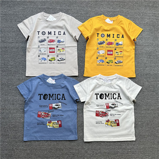 Children's Single Summer Cartoon Motorcycle Series Short-sleeved Children's T-shirt