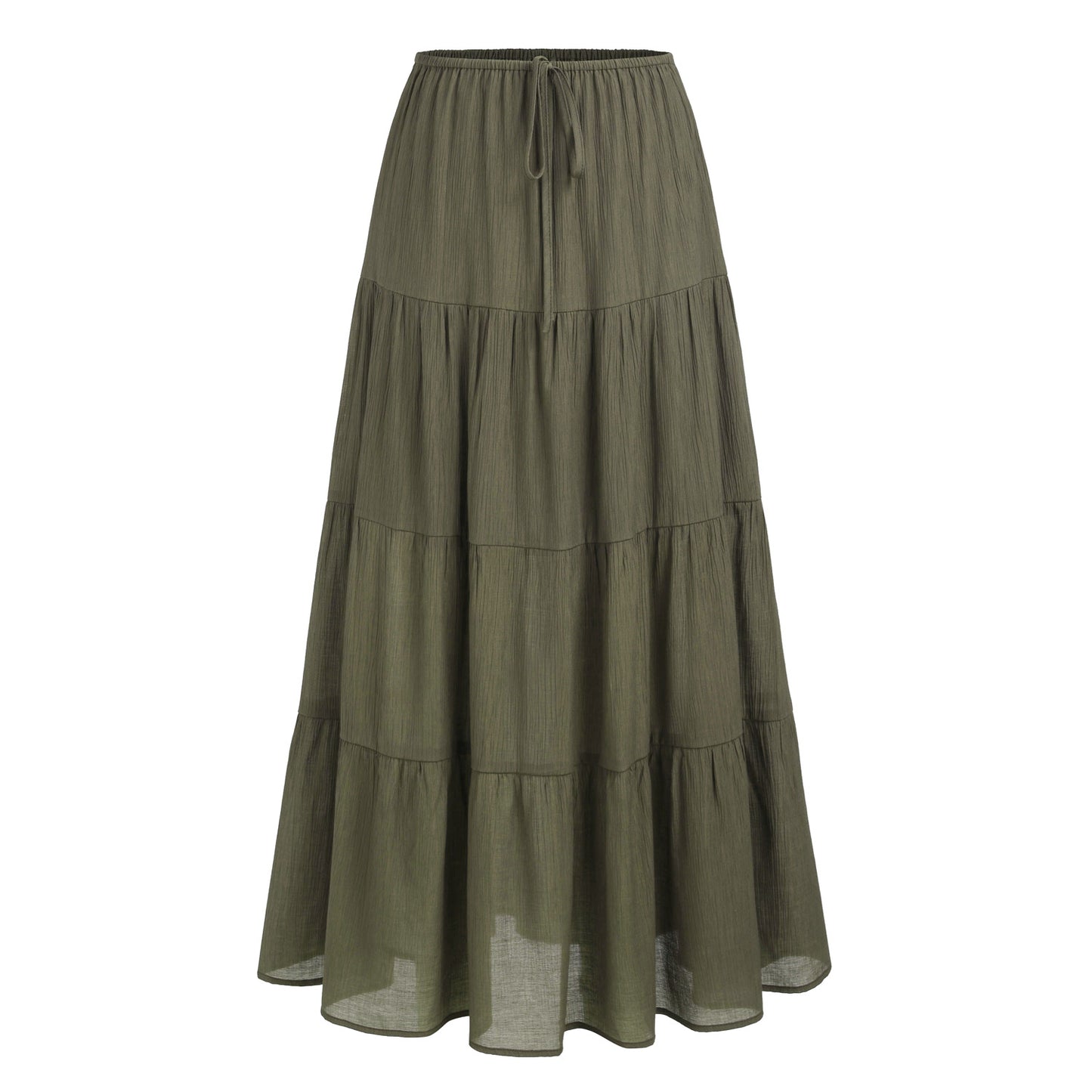 Women's Cotton High Waist Elastic Large Swing Loose Patchwork Long Skirts