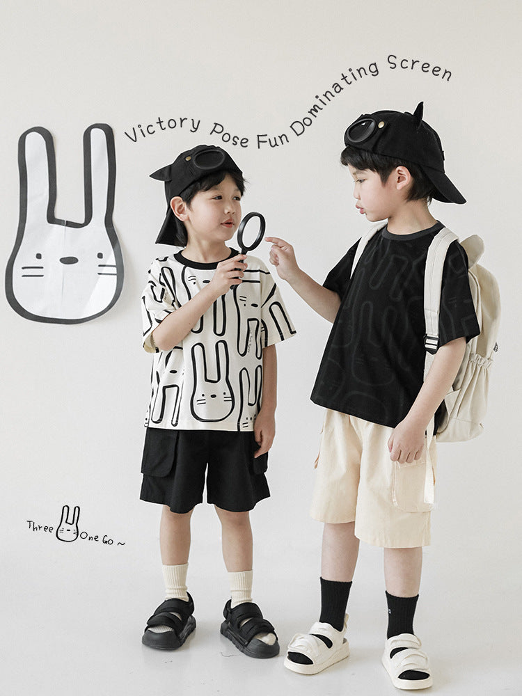 Children's Turn-down Doll Collar Summer Thin Top Children's T-shirt