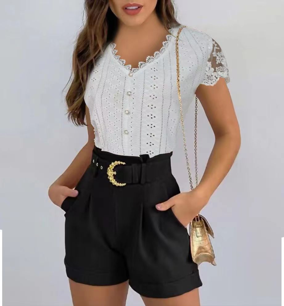 Charming Fashion Solid Color Sleeve T-shirt Tops