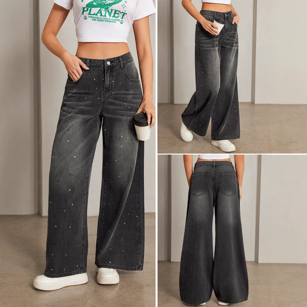 Women's Starry Loose Comfortable Casual Straight Popular Jeans