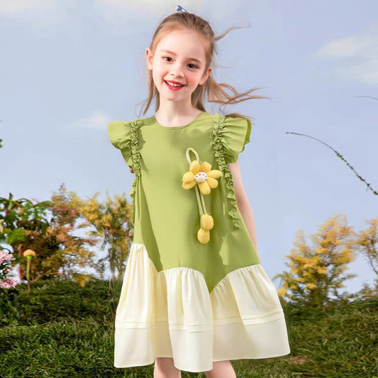 Summer Princess Stitching Sleeveless Cotton Three-dimensional Children's Dress