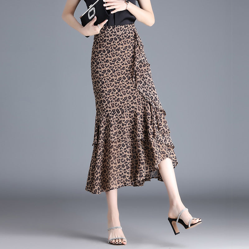 Women's Chiffon High Waist Summer A- Line Mid-length Split Sheath Skirts